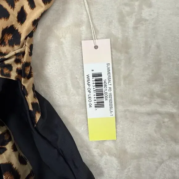 NWT Summersalt The Perfect Wrap One Piece Swimsuit Leopard Black Size 4 - Picture 4 of 8